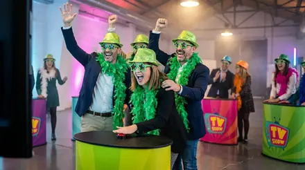 Equipo celebrando un punto en el concurso Furor